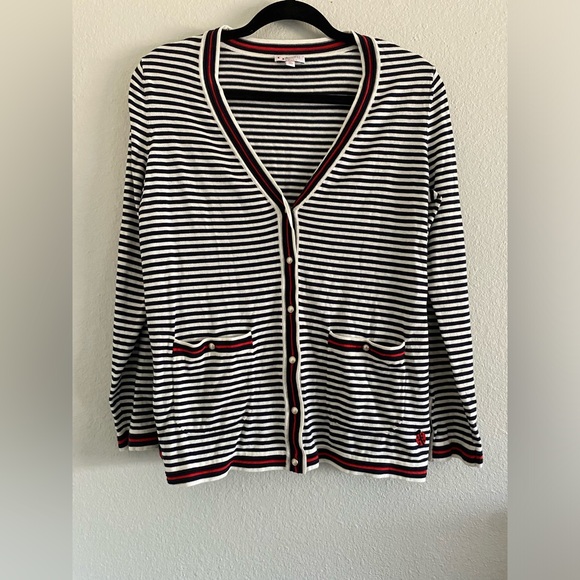 Talbots Striped Cardigan The Oprah Magazine  Collection - Size M petite - Picture 2 of 4